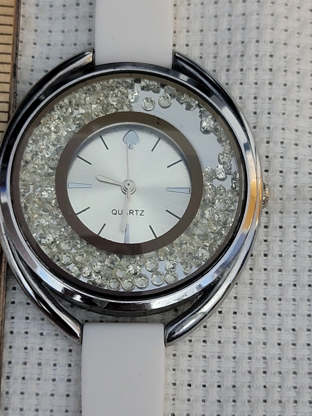 White Crystal Accent Women's Quartz Watch